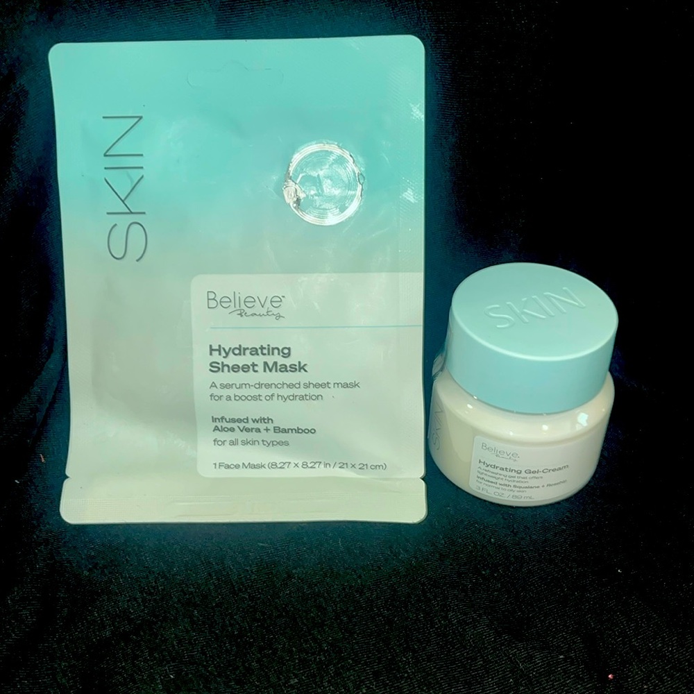 Believe Beauty ~ Skin ~ Hydrating Sheet Mask  AND Hydrating Gel Cream SET